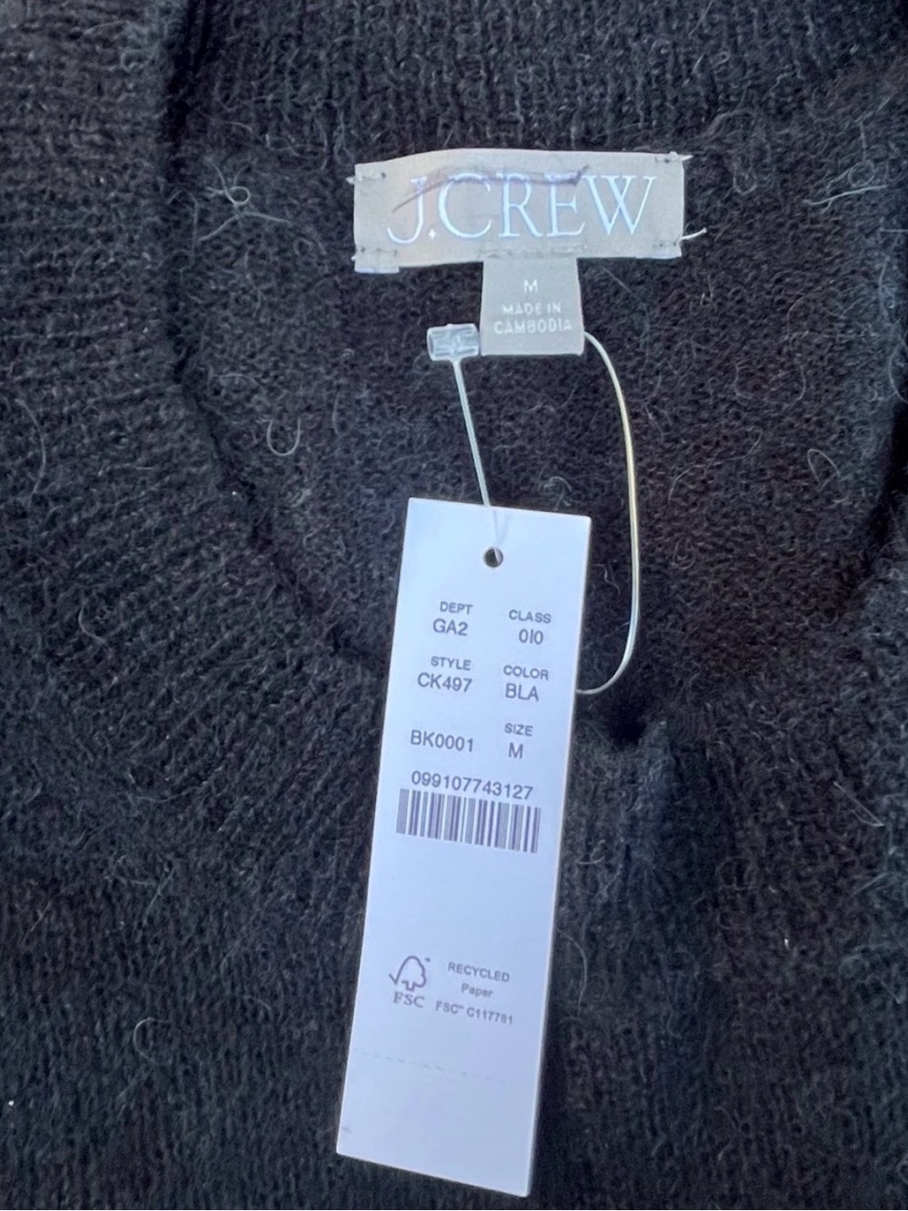 NWT J Crew Alpaca/Wool Short Sleeve Sweater Black Medium - Picture 3 of 4